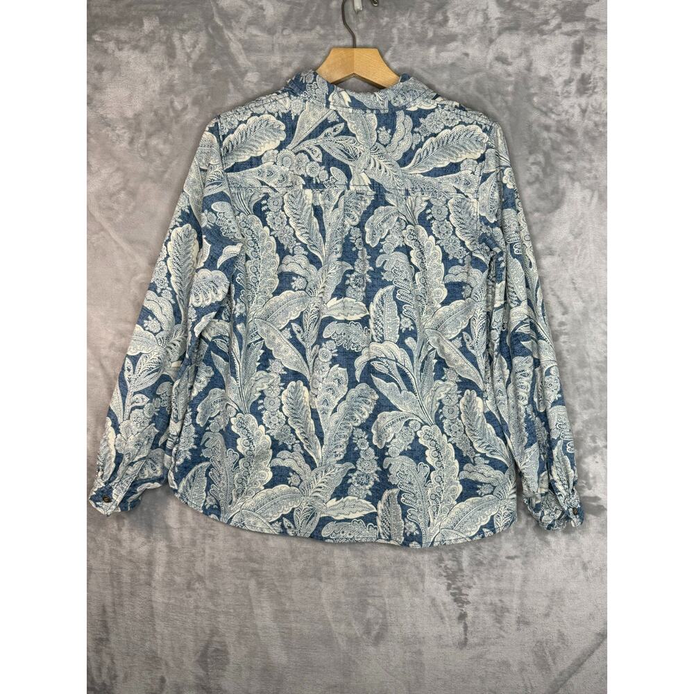 Pilcro Sigourney Anthropologie Shirt XS Blue White Paisley Corduroy Button Down - Picture 2 of 11